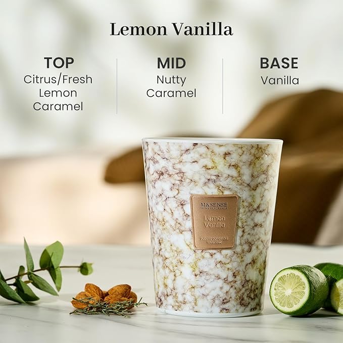 M&SENSE Extra Large Candle 35oz 150H Sugared Lemon Zest Scented Candle, 3 Wick Highly Scented Jar Candle, XL Candles Gift for Stress Relief, Meditation, Yoga