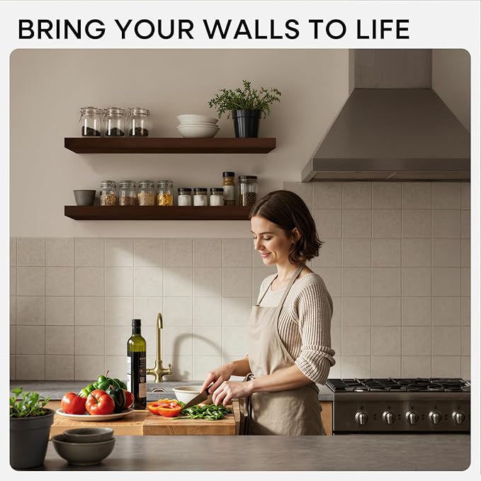 Homeforia 24inch Walnut Floating Shelves for Wall, High End Solid Real Wood 24in Floating Shelf for Bathroom, Dark Brown 24 inch Long Floating Shelves, Heavy Duty Bracket, 24 X 6.5 X 1.75 in, Set of 2