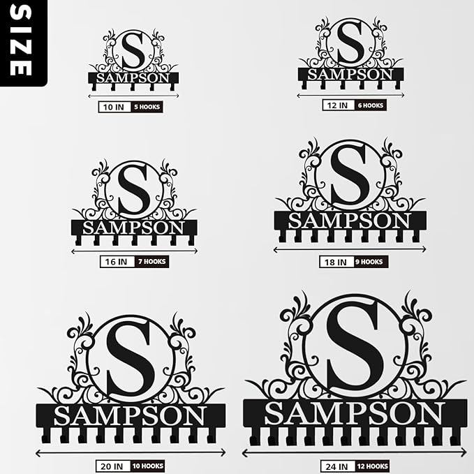 Personalized Metal Key Holder Wall Mount with Family Name Custom Key Hooks Wall Mounted Key Hooks Monogram Name Decor for Kitchen Entryway Hallway Office Doorway