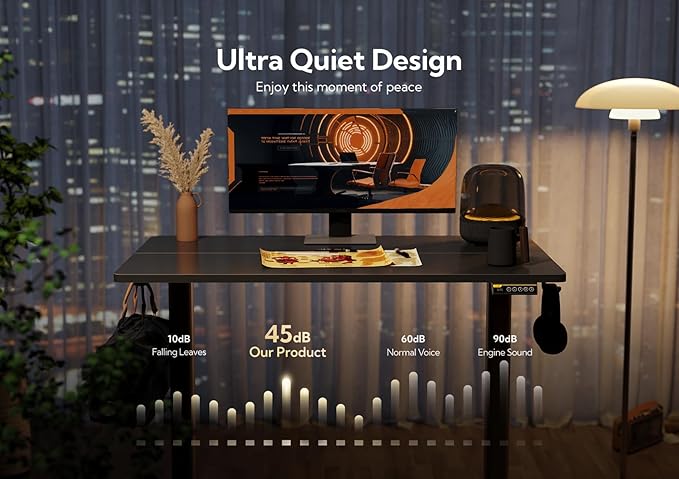 Claiks Electric Height Adjustable Stand Up Desk, 35x20 Inches Sit Stand Desk for Home Office, Black Top/Black Frame