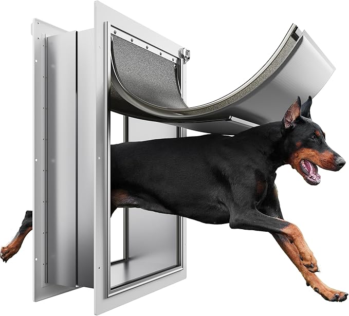 XL Pet Door for Wall Dog Door, 3-Flap XLarge Doggie Door for Exterior Wall, All-Metal Frame and Telescoping Tunnel,Pets Up to 220 Lb (Extra Large Size)