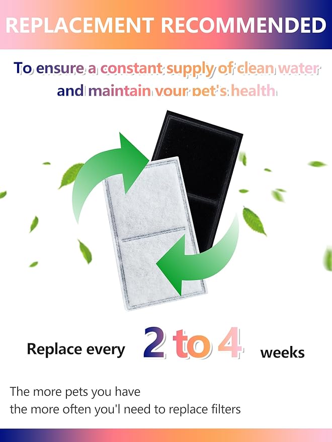 Cat Water Fountain Filter Compatible with PetSafe Drinkwell Platinum, Multi-Tier, Outdoor Dog, Everflow, Original Pet Fountain, Premium Pet Fountain Replacement Carbon Filter (6 PACK)