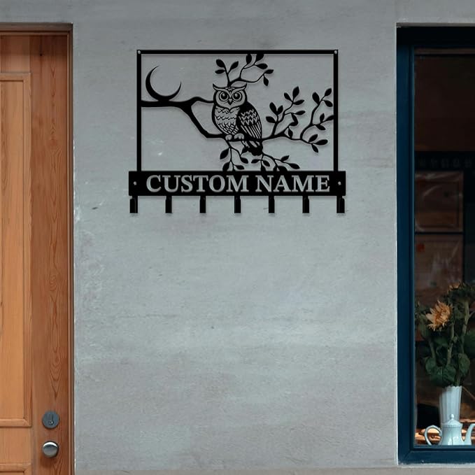 Personalized Custom Name Birds of Trees Wall Key Hooks,Metal Birds of Trees Art Clothes Hooks,Metal Birds of Trees Wall Home Storage Decorative,For Front Door, Hallway, Kitchen, Bedroom (Style I)