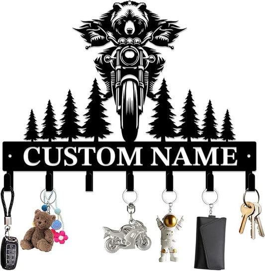 Personalized Custom Name Motorcycle Keys Hooks,Metal Motorcycle Art Clothes Keys Hooks,Metal Motorcycle Lover Wall Home Storage Decorative Keys Hooks,Key Holder Hooks for Wall (Style K)
