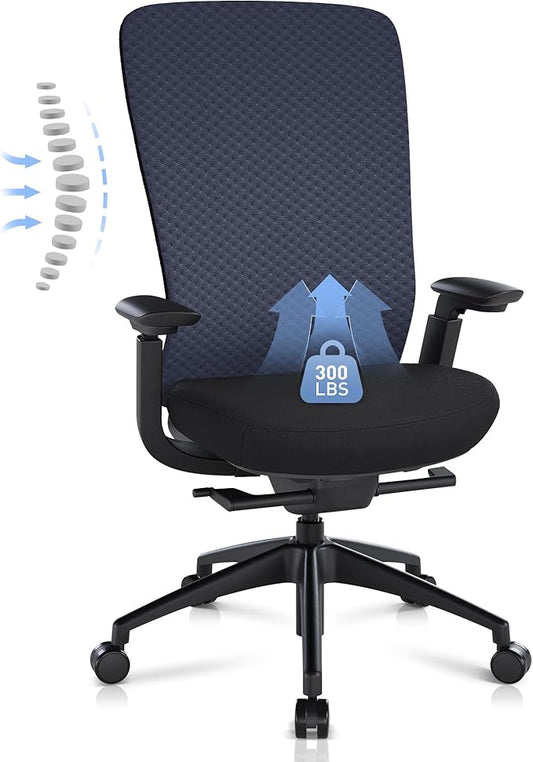 COLAMY Ergonomic Mesh Office Chair, Computer Executive Desk Chair, Ergonomic Office Chair Lumbar Support with Flexible Backrest, Slide Seat, Darkblue