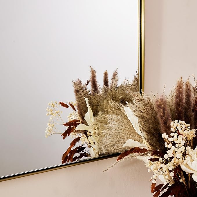 ANDY STAR Arched Mirror, 20 x 30 Inch Gold Bathroom Mirror in Stainless Steel Metal Frame, Arch Top Rounded Corner 1 Inch Deep Set Design Wall Mount Hangs Vertical