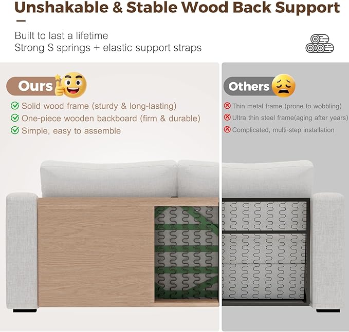 ABCASA 112" Modular Sectional Sofa, Large 7 Seater L Shaped Couch with Detachable Sofa Cover, Movable Ottoman, Deep Seat Corner Couch for Living Room, Apartment - Linen Fabric, Ivory