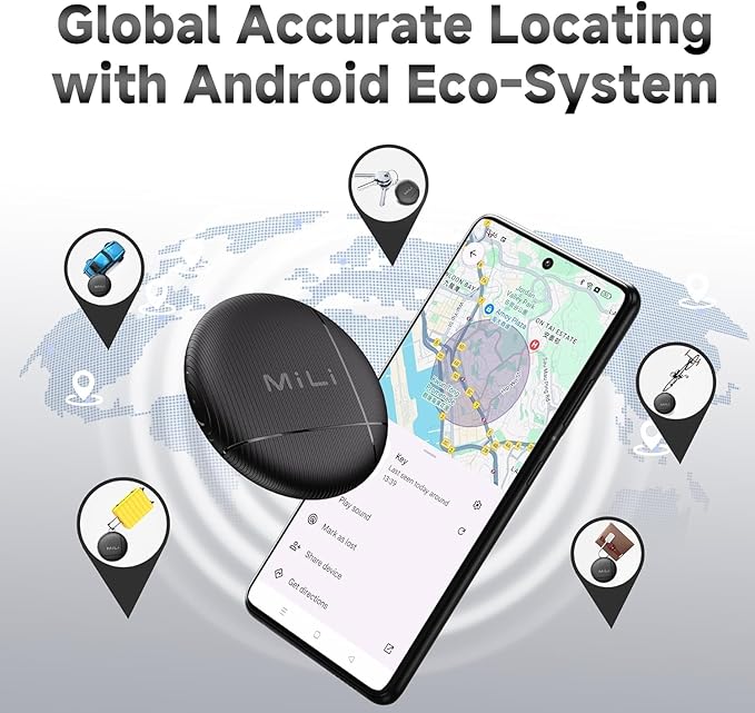 LiTag - Bluetooth Tracking Tag for Android. Smart Tracker for Google Find My Device (Find Hub) App. Item Finder Locator for Keys, Luggage, Suitcase, Backpack, Purse (1 Pack)