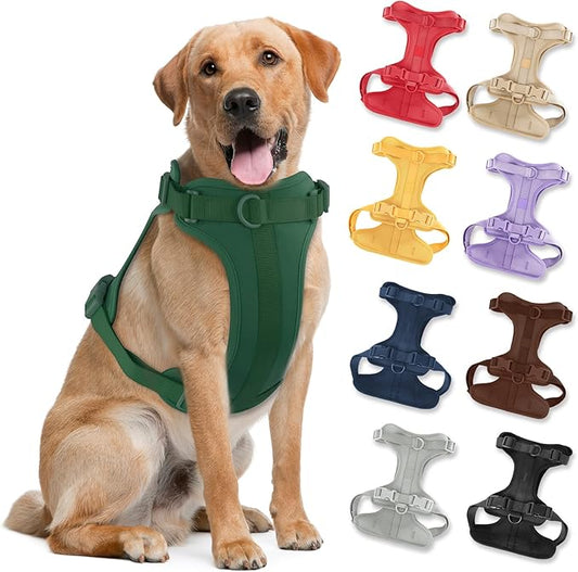 No Pull Lightweight Dog Harness: Adjustable Durable Breathable Mesh Pet Vest Harness with Soft & Comfortable Cushion, for Small Medium Large Dogs (L, Pine Green)