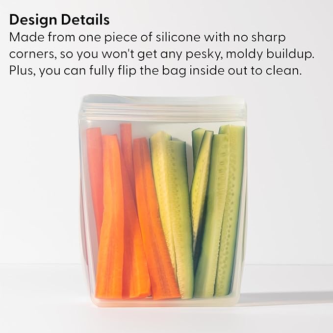W&P Porter Silicone Reusable Storage Bag, Sandwich (50oz Stand-Up), Mint, Food Storage Container, Microwave and Dishwasher Safe, Easy Cleaning
