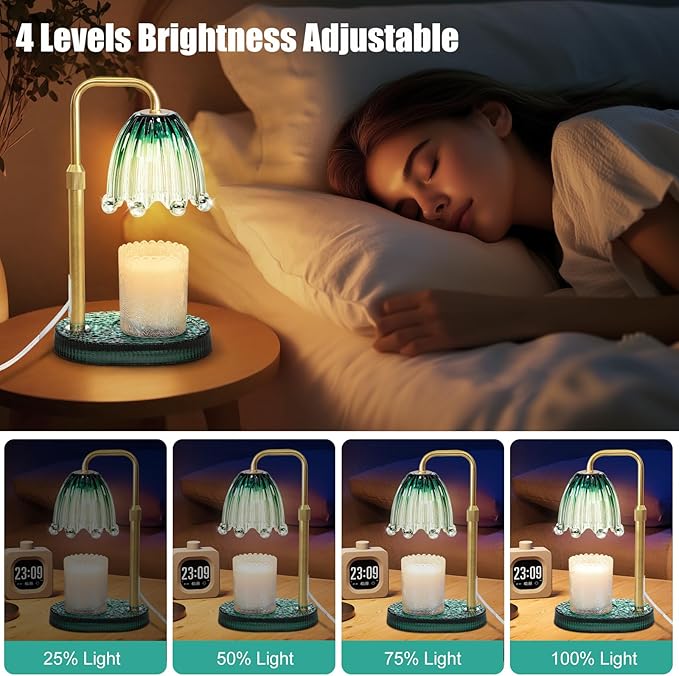 Candle Warmer Lamp with Timer - Electric Wax Melt Warmer with Adjustable Height and Dimmer for Scented Candle Wax, Home Fragrance Décor and House Warming Birthday Gifts for Women Mom