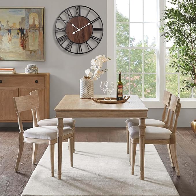 Vantic 24 Inch Large Wall Clock, Roman Numeral Wood Oversized Wall Clocks for Living Room Decor, Farmhouse, Bedroom and Kitchen, Completely Silent, Non Ticking, Battery Operated