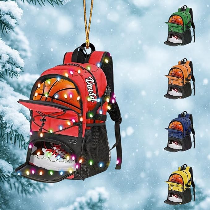 Famitrendz Custom Basketball Christmas Ornaments 2025, Custom Name Basketball Acrylic Christmas Tree Decorations, 2D Flat Baller Ornaments for Tree 03