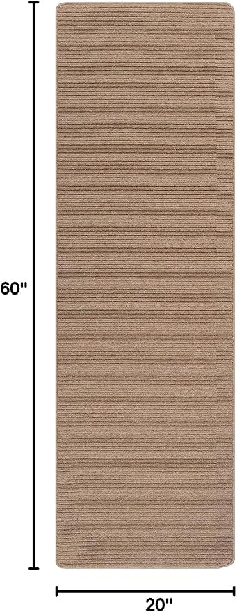 Non Slip Beige Solid Rubber Back Thing Runner Rugs for Living Room 2x5 for Kitchen, Rug for Bedroom and Hallway, Stain Resistant Easy Cleaning Non Shedding Carpet Beige 2 x 5