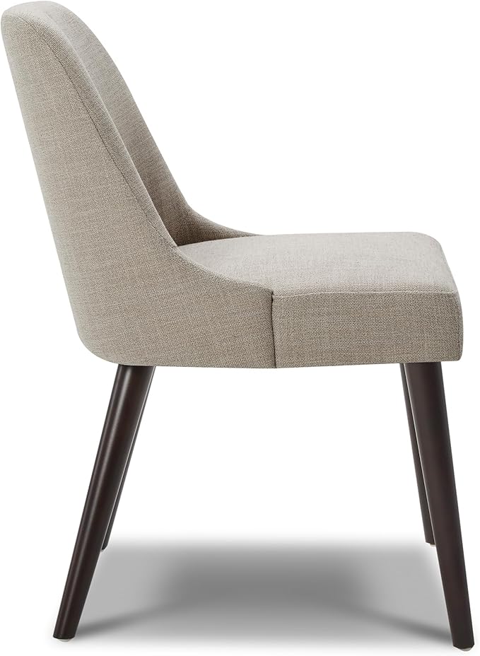 CHITA Mid-Century Modern Dining Chair, Upholstered Fabric Accent Chair for Dining Room, Set of 2, Flax Beige in Fabric