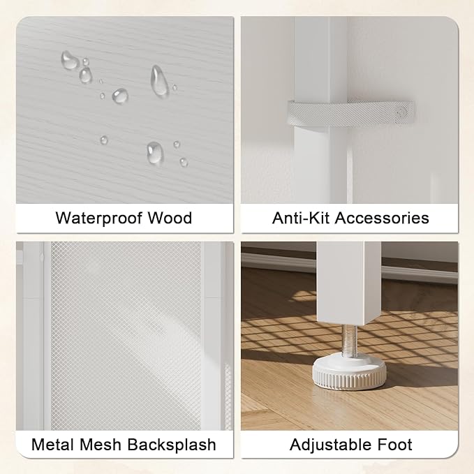 Furologee Bookshelf with USB Ports and Outlets, Shelf with Drawer, Mordern Display Shelves with Charging Station, 6 Tier Storage Shelves for Bedroom, Living Room, Home Office, White