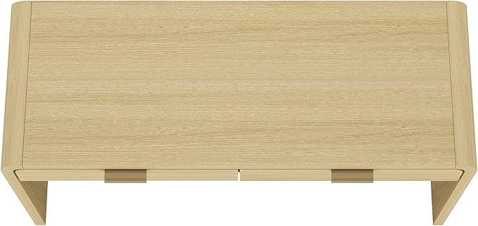 Manhattan Comfort Grace 54" Modern Home Office Desk with Drawers, Metal Handles, and Ample Workspace, Stylish Wood Table for Writing, Vanity, Work or Study, Natural Oak & Gold