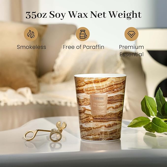 M&SENSE Extra Large Candle 35oz 150H Espresso Hot Fudge Scented Candle, 3 Wick Highly Scented Jar Candle, XL Candles Gift for Stress Relief, Meditation, Yoga
