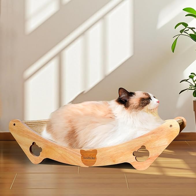 Sisal Cat Scratcher Bed for Indoor Small Medium Large Cat Hammock Lounge Scratching Post Board Wooden Perch Furniture