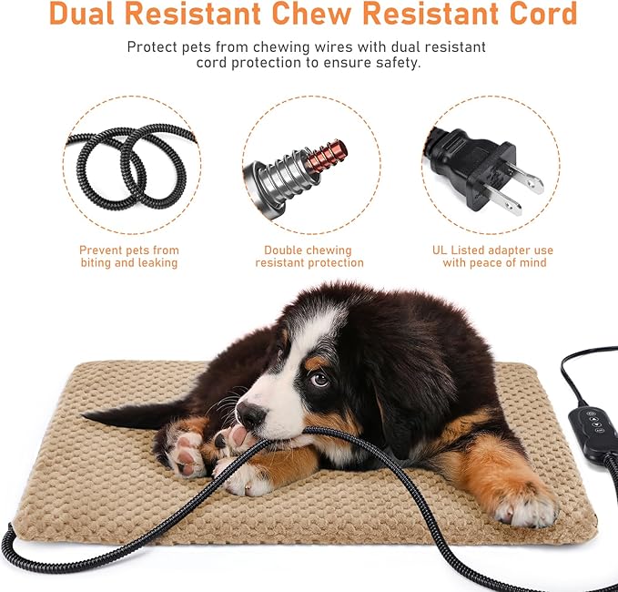 INVENHO Pet Heating Pad for Cats & Dogs, Waterproof, Adjustable Temp with Timer, Electric Pad