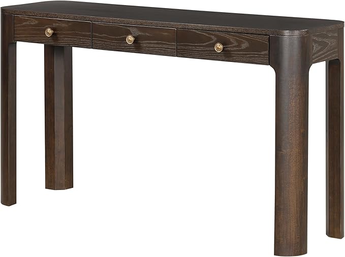 Amposei Retro Rustic Entry Console Table 52’’ Wooden Entryway Sofa Table with Storage Drawers for Living Room Entrance Hallway, Espresso