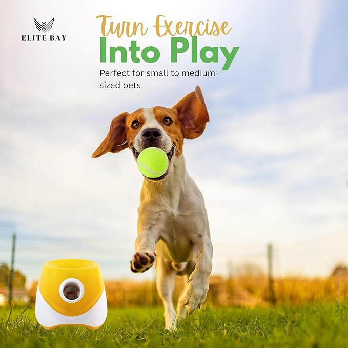 Automatic Dog Ball Thrower – Interactive Pet Toy with USB Charging | Includes 6 Soft 2-Inch Balls | Hands-Free Fetch Launcher for Small & Medium Dogs | Durable ABS Build | Orange Dog Toy