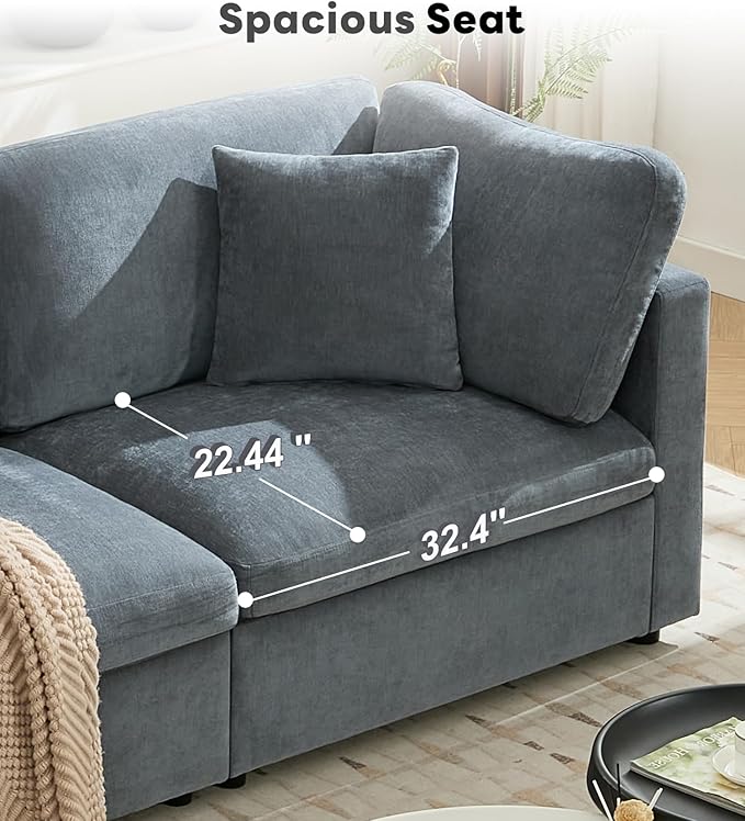 Tbfit Loveseat Modular Sectional Couch, Oversized 82" Comfy Cloud Sofa for Bedoom, Living Room, Washable Cover, Grey