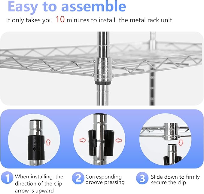 FDW 3 Tier Wire Shelving Units Metal Storage Rack 23L x 13W x 30H Adjustable Pantry Shelves NSF Kitchen Shelf for Kitchen Garage Small Places Commercial,Chrome