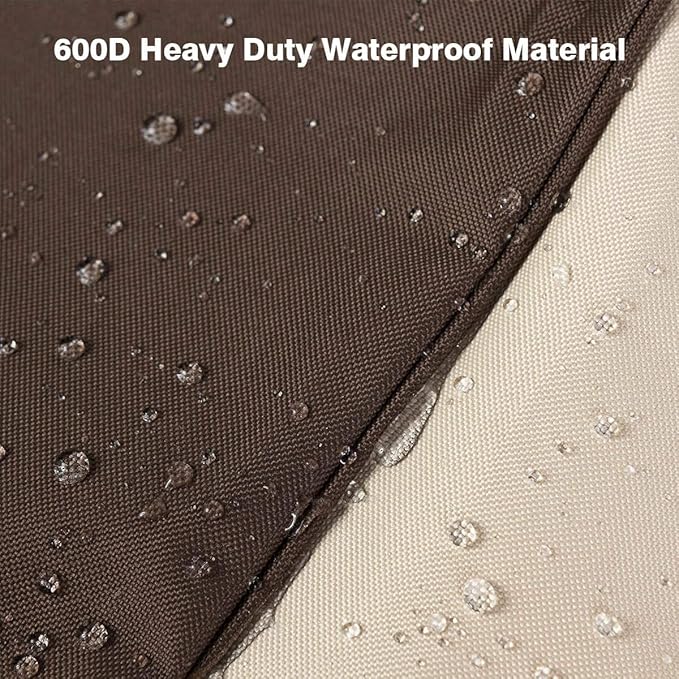 Vailge Waterproof Patio Chaise Lounge Cover, 600D Heavy Duty Outdoor Lounge Chair Covers,UV Resistant Patio Furniture Covers, Large, Beige & Brown