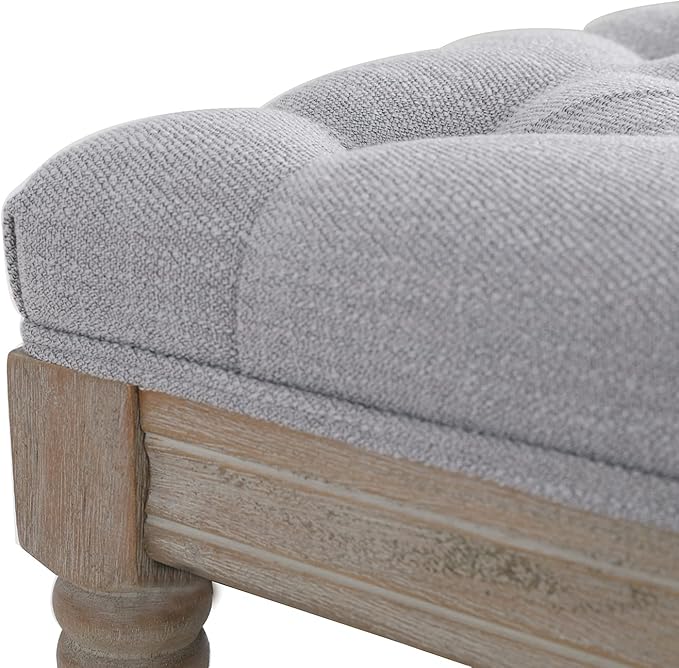 Kmax Storage Entryway Bench Tufted Shoe Rack Bench Wood Window Bench for Hallway Entrance Bedroom Corner, Gray