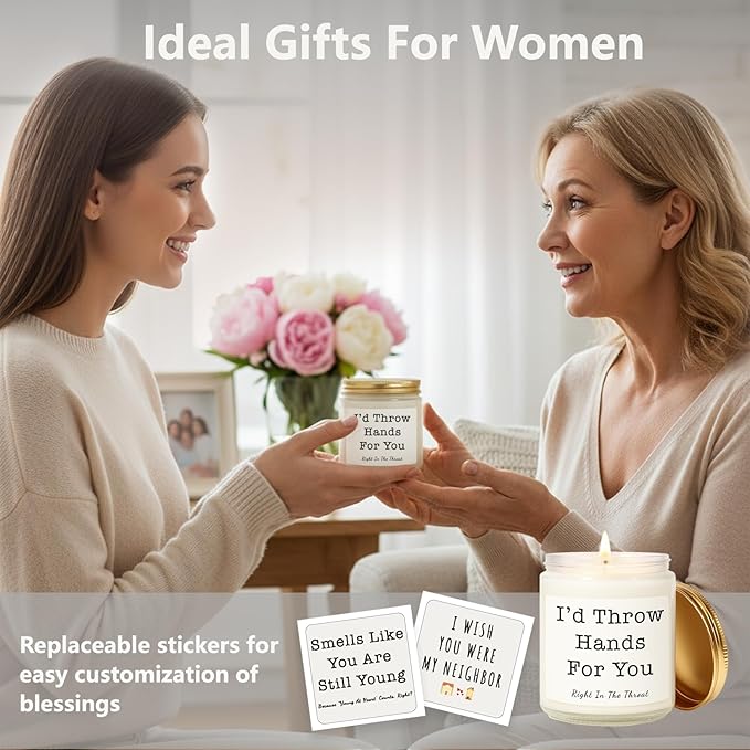 Gifts for Women, Birthday Gifts for Women, Unique Friendship Christmas Gift for Womens, Mom, Best Friend, Her, Sister, Bestie, Funny Lavender Scented Candles with Replaceable Stickers Gift Ideas