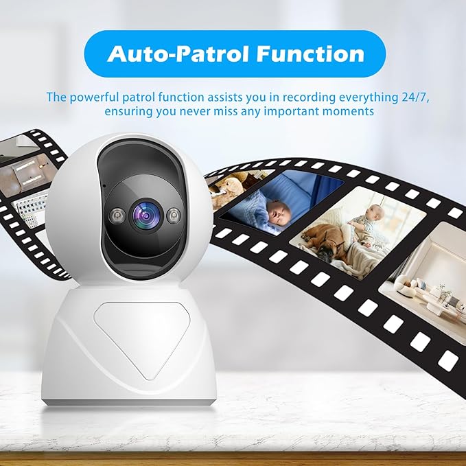 3MP Indoor Pan/Tilt Security Camera, 5G WiFi 360° Rotating Home Cameras for Baby Monitor/Pet Camera, Auto-Focus and Zoom, Motion Detection, 2-Way Audio, Siren, Color Night Vision, Cloud & SD Card