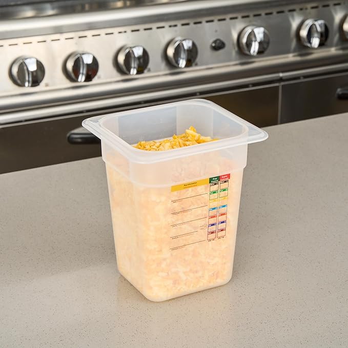 Restaurantware Food Pans Pack of 10 Plastic Square Food Containers 1/6 Size with Traceability Label, Storage Containers Dishwashable Hot Cold Friendly for Restaurants Buffet Commercial Use