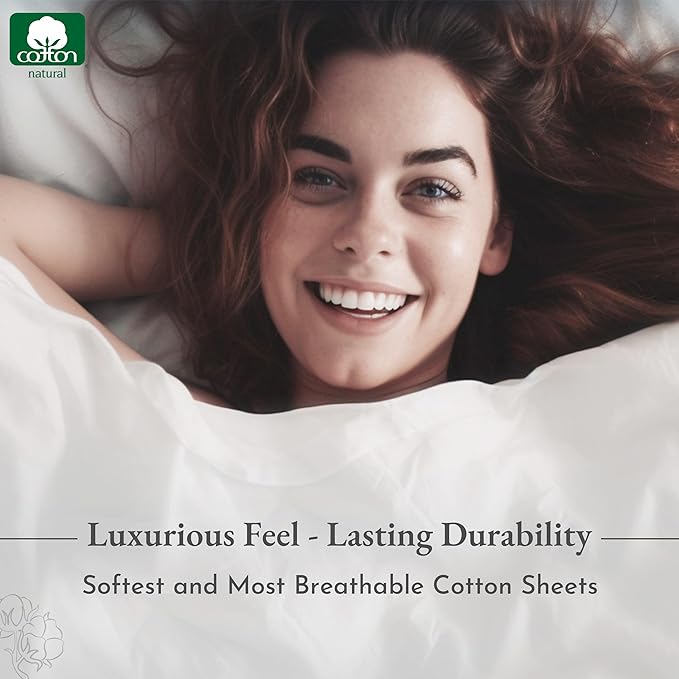 California Design Den Full Size Bed Sheets Set - 400 Thread Count Sateen, Natural 100% Cotton Sheets Full Size, Deep Pocket Cooling and Durable Bedding Set - Taupish-Sage Crosshatch