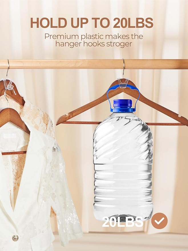 HOUSE DAY Space Saving Hangers 100 Pack, Clear Clothes Hanger Connector Hooks, Heavy Duty Hangers Space Saver, Premium College Dorm Room Essentials, Closet Organizers and Storage