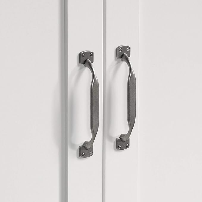 Sauder Select Multipurpose Bedroom Armoire Wardrobe Closet Pantry Storage Cabinet with Storage Drawers and Hanging Rail, in Soft White finish