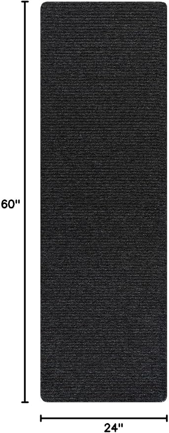 Non Slip Dark Gray Solid Rubber Back Thing Runner Rugs for Living Room 2x5 for Kitchen, Rug for Bedroom and Hallway, Stain Resistant Easy Cleaning Non Shedding Carpet Dark Gray 2 x 5