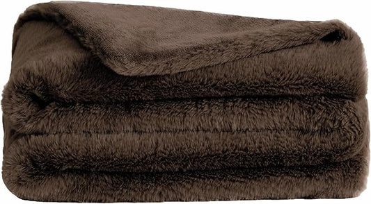 UnHide Lil’ Pet Marsh – Faux Fur Pet Blanket – Extra Soft, Lightweight, Washable Dog Blanket – Comfort and Protection for Couch, Crate, or Bed – Chocolate Hair 34 x 44