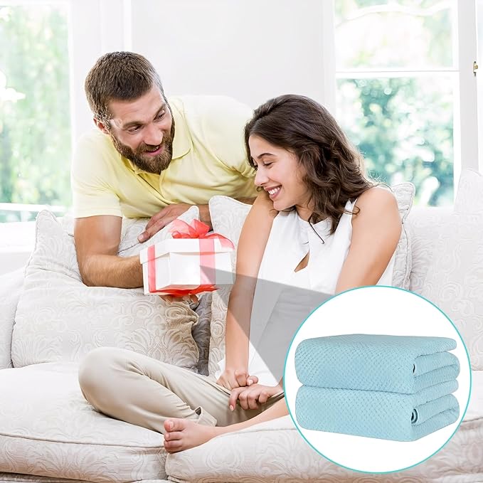 2-Pack Microfiber Bath Towels (27x54 Inches) - Ultra Soft & Quick Dry, 3X Absorbency, Lightweight for Gym, Yoga, Travel & Spa - Perfect for Home, Fitness & Post-Workout,(Bule)