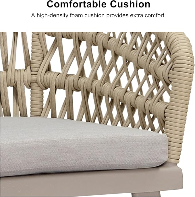 PURPLE LEAF Outdoor Dining Set All-Weather PE Rattan Patio Dining Furniture Set with All Aluminum Frame Rectangular Table and 6 Chairs Set for Lawn Garden Backyard Deck, Champagne