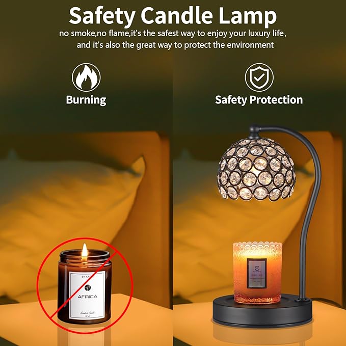 Dimmable Electric Candle Warmer Lamp with Timer Home Decor Wax Melts Warmer for Jar Scented Candles with 2 Bulbs Birthday Gifts for Women Mom Wife