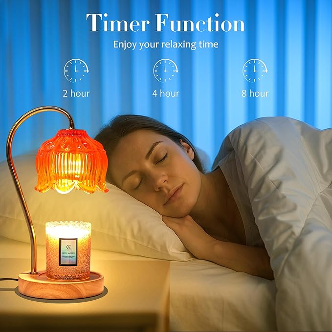 Flower Candle Warmer Lamp with Timer & Dimmer - Fits All Jar Scented Candles - Christmas & Mother's Day Gift for Women，Wife，Mom，Grandma