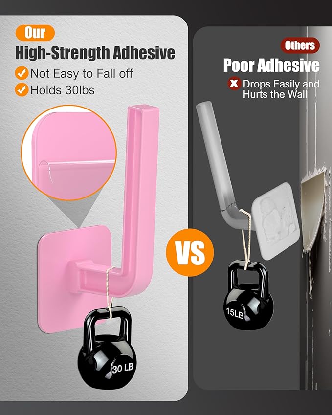 Hat Rack for Hat Storage (4-Pack), Multi-Purpose Hat Organizer, Strong Adhesive Hat Hooks for Wall Hat Organizer for Baseball Caps, Two Mounting Options Hat Hook, Pink