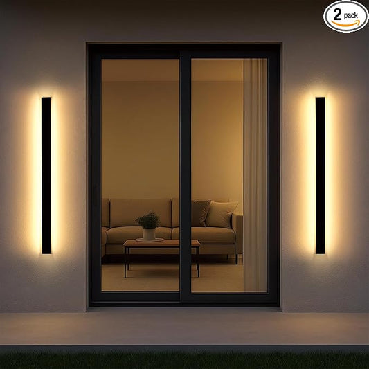 2 Pack Long Outdoor Wall Light 47.24 Inch Waterproof Ip65 Linear Wall Sconce, 38W Rectangular Frosted White Acrylic Exterior Lighting Fixture for House, Living Room, Porch, Garage
