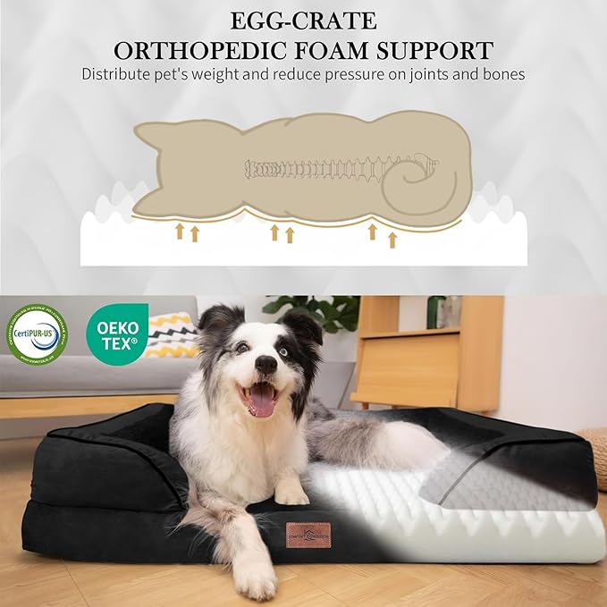 Comfort Expression Small Dog Beds Waterproof Orthopedic Foam Sofa Beds for Small Dogs Comfy Pet Bed with Washable Removable Cover & Non-Slip Bottom(XX-Small,Black)