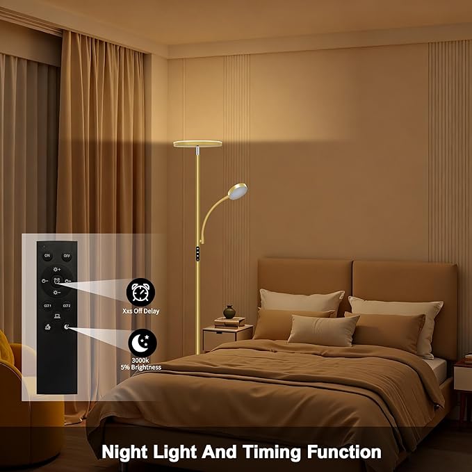 Floor Lamps for Living Room,42W/4200LM Bright Floor Lamp,2-in-1 Dimmable Standing Lamp with Reading Light,69'' Tall Lamp with Remote & Touch Control, Modern Floor Lamp for Bedroom,Office