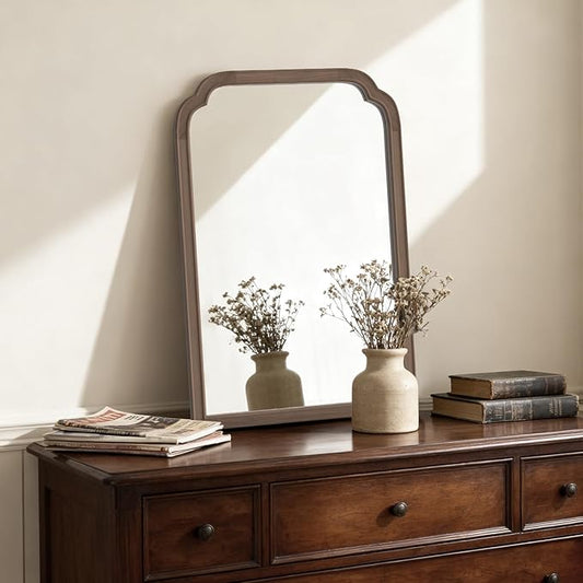 HOMECOOKIN Wood Bathroom Mirrors for Wall Mounted, 20" x 30" Rustic Wood Frame Wall Mirrors Decorative for Living Room or Bedroom Vanity Mirror (WN) B