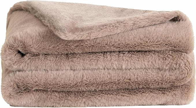 UnHide Lil’ Pet Marsh – Faux Fur Pet Blanket – Extra Soft, Lightweight, Washable Dog Blanket – Comfort and Protection for Couch, Crate, or Bed – Mocha Shar Pei 34 x 44