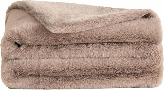 UnHide Lil’ Pet Marsh – Faux Fur Pet Blanket – Extra Soft, Lightweight, Washable Dog Blanket – Comfort and Protection for Couch, Crate, or Bed – Mocha Shar Pei 34 x 44
