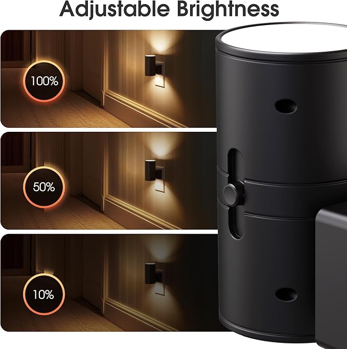 Briignite Night Lights Plug into Wall, Modern LED Night Light Plug in, Dusk to Dawn Sensor, Soft White 3000K, 0-100LM Adjustable Brightness, Dimmable NightLight for Hallway, Bedroom, Stairway, 2 Pack